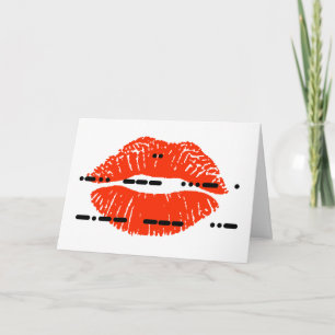 Carte I Love You in Morse Code avec Lipstick Print Card