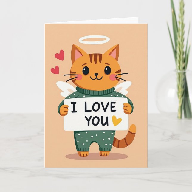 Carte I Love You Kitty Angel Card (Devant)