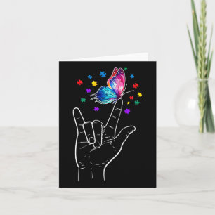Carte I Love You Main Sign Language Butterfly Autism Awa