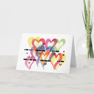Carte I Love You Morse Code Multi-Hearts Card