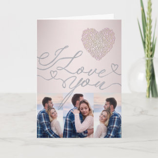 Carte I Love You Pink Heart Photo Collage