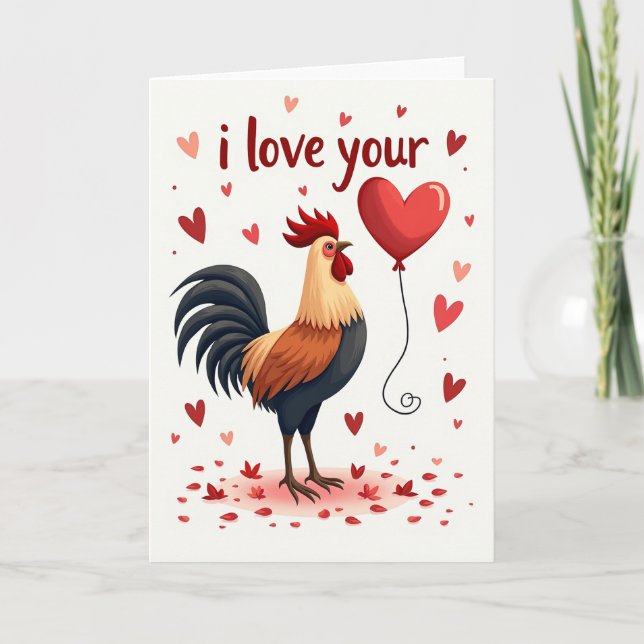 Carte I Love You Rooster Card (Devant)