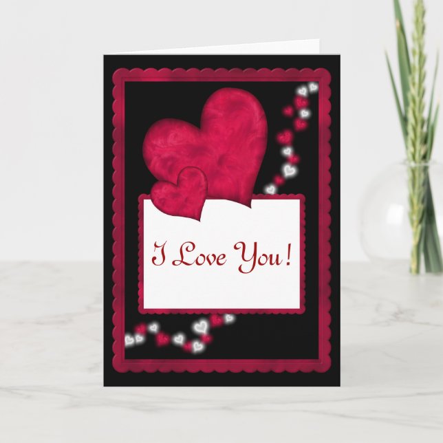 Carte "I Love You" Rouge et Noir Saint Valentin (Devant)