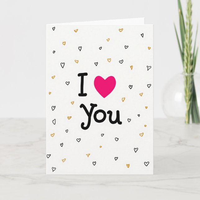 Carte I Love You Scattered Hearts Card (Devant)