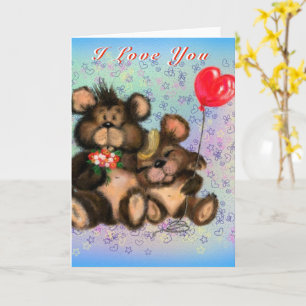 Carte I Love You Valentine's Day Card Couple Love Bears