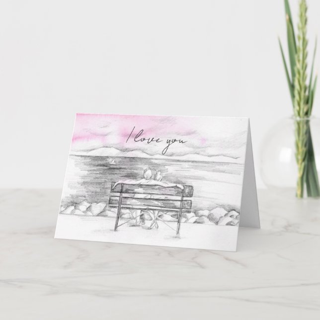 Carte I Love You Valentine's Day Couple Lake Voile (Devant)