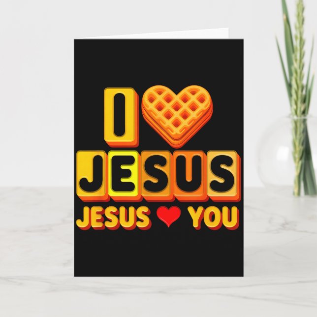 Carte I Loves Jesus Waffle Heart Funny Christian Breakfa (Devant)
