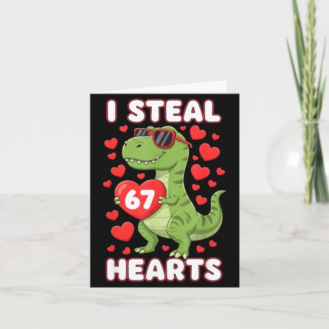 Carte I Steal Hearts 67 Trex Kids Valentines Meme Six Se (Devant)
