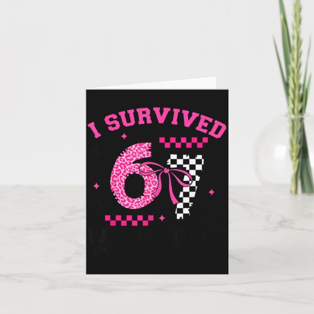 Carte I Survived 67 Days Leopard Checkered 67 Kindergart (Devant)