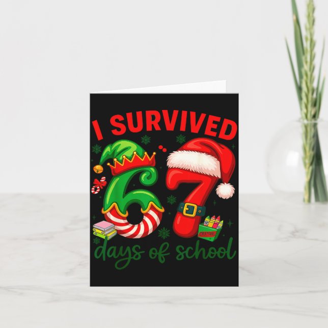Carte I Survived 67 Days Of School Christmas Candy Cane  (Devant)