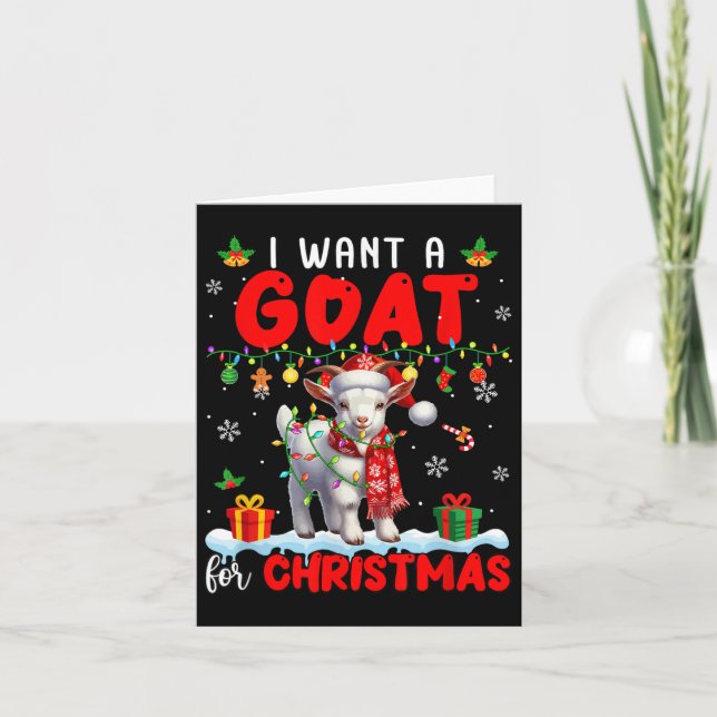 Carte I Want A Goat For Christmas Santa Goat Farmer Ranc (Devant)