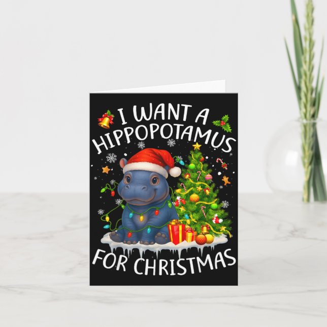 Carte I Want A Hiptamus Christmas Xmas Hip Lover Women G (Devant)