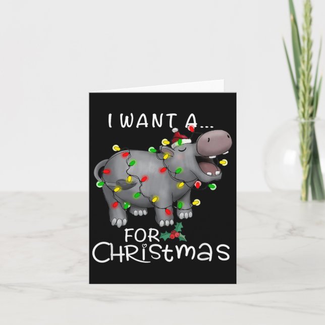 Carte I Want A Hiptamus For Christmas Xmas Hip Lover Fun (Devant)