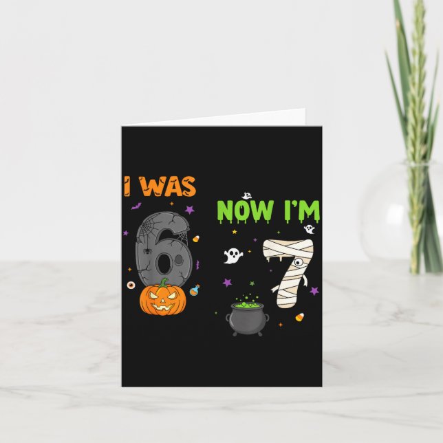 Carte I Was 6 Now I'm 7 Soky Birthday Halloween Graphic  (Devant)