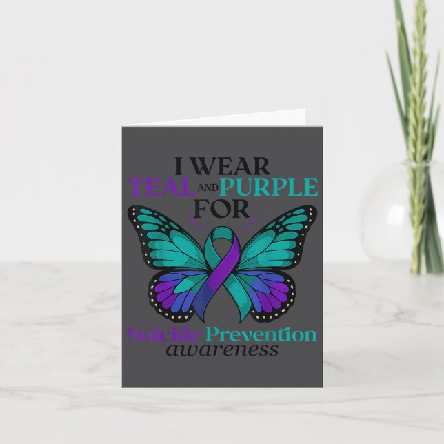 Carte I Wear Teal &amp; Purple Butterfly Suicide Prevent (Devant)