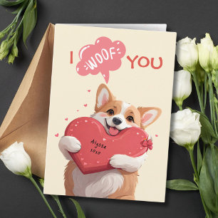 Carte I Woof You Corgi Chien Pun Valentine & Anniversair