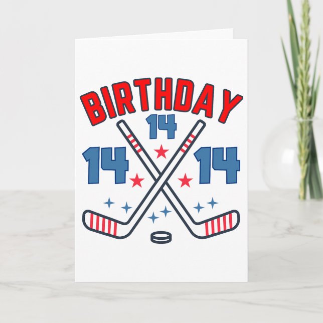 Carte Ice Hockey Fourteen Birthday Boy 14th Party Boys A (Devant)