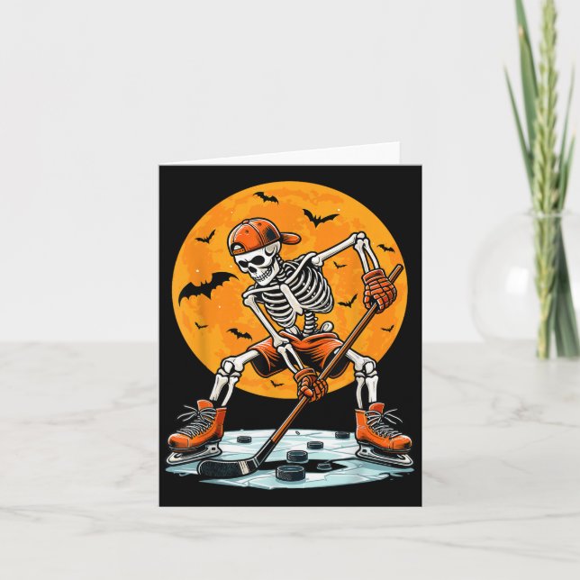 Carte Ice Hockey Skeleton Soky Boys Halloween Hockey Pla (Devant)