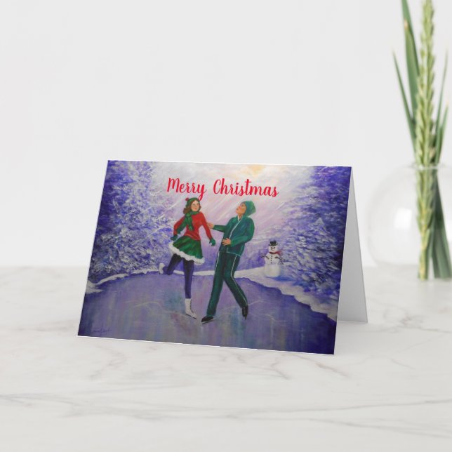 Carte Ice Skaters Joy Christmas Card (Devant)