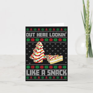 Carte Ici dehors ressemblant à un snack Debbie Cakes Noë