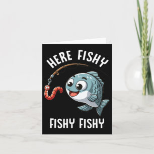 Carte Ici Pêche Pêche Funny Worm Cute Poisson Pêcheur
