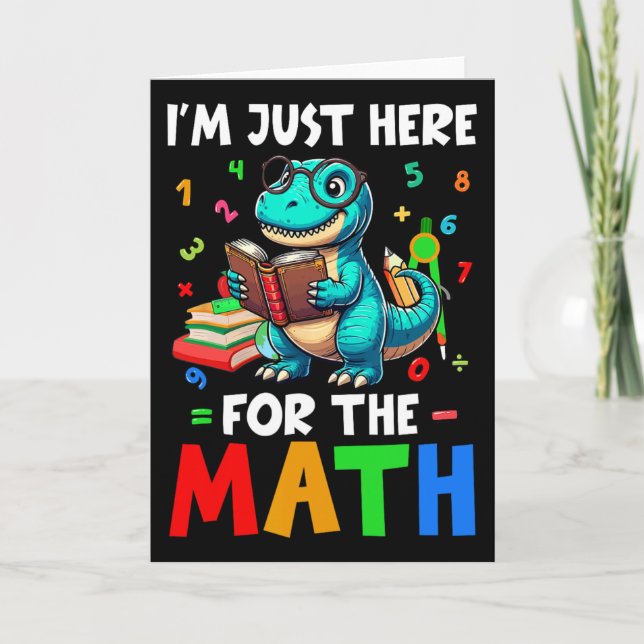 Carte Ici pour les maths Mignon T-rex Comptant Nombre Ma (Devant)