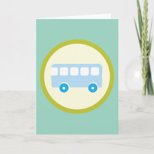 Carte Icône de bus scolaire bleu pastel mignon
