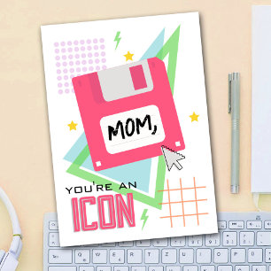 Carte Icône Disquette Neon 90's Mother's Day