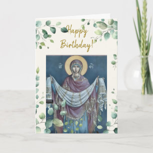 Carte Icône orthodoxe de la Théotokos Protectrice Annive