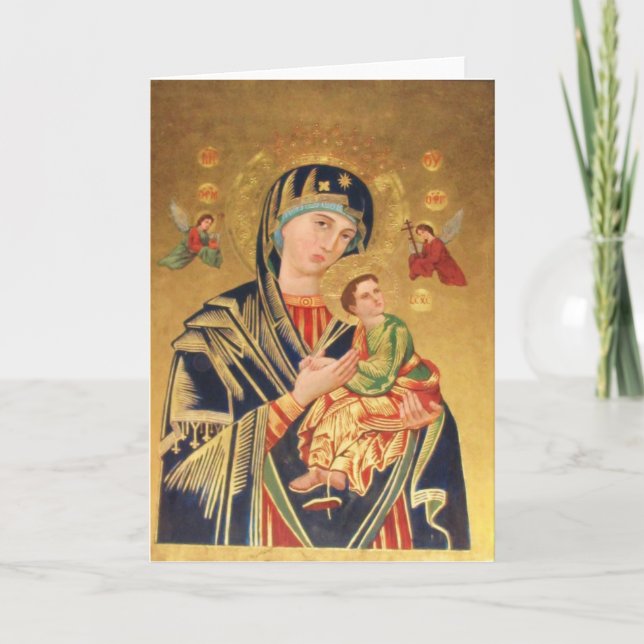 Carte Icône orthodoxe russe - Vierge Marie et bébé Jésus (Devant)