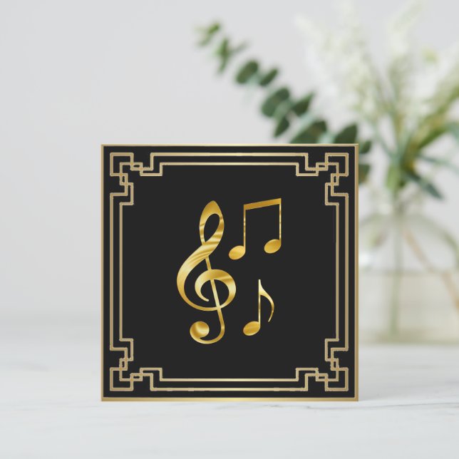 Carte Icônes musicales, or sur noir, (Debout devant)