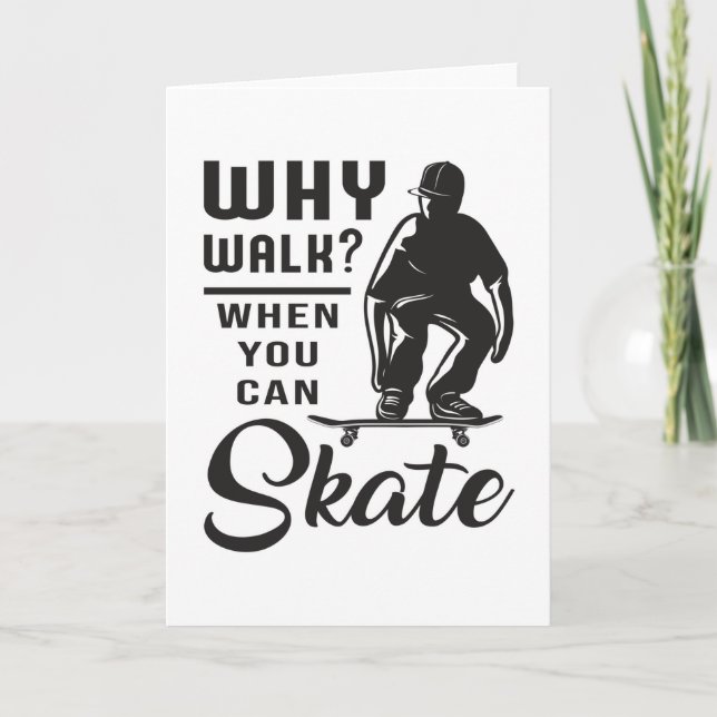 Carte Idée cadeau drôle de skateboard kickflip (Devant)