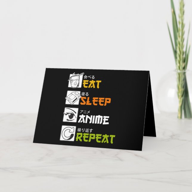 Carte Idée Cadeau Eat Sleep Anime Repeat Cosplayer (Devant)