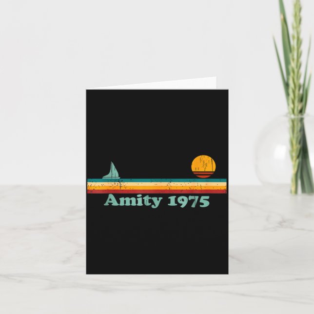 Carte Idée de design Amity 1975 Rétro Voilier Et Coucher (Devant)