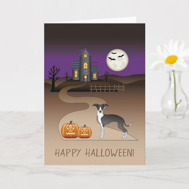 Carte Iggy Noire Et Blanc Et Halloween Maison Hantée (Petite plante)