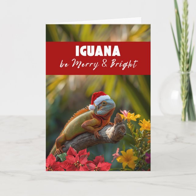 Carte Iguana soit Joyeux et Lumineux pour Noël (Devant)
