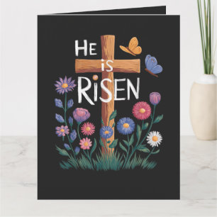 Carte Il est ressuscité Jésus Floral chrétien Pâques