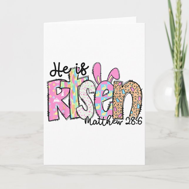Carte Il Est Ressuscité Lapin Croix Chrétienne Joyeuse F (Devant)
