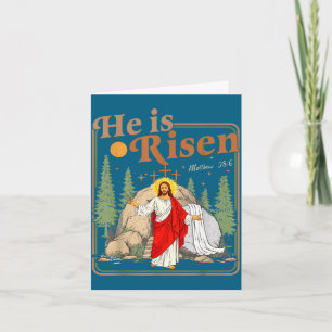 Carte Il est ressuscité matthew 28_6 rétro vintage croix