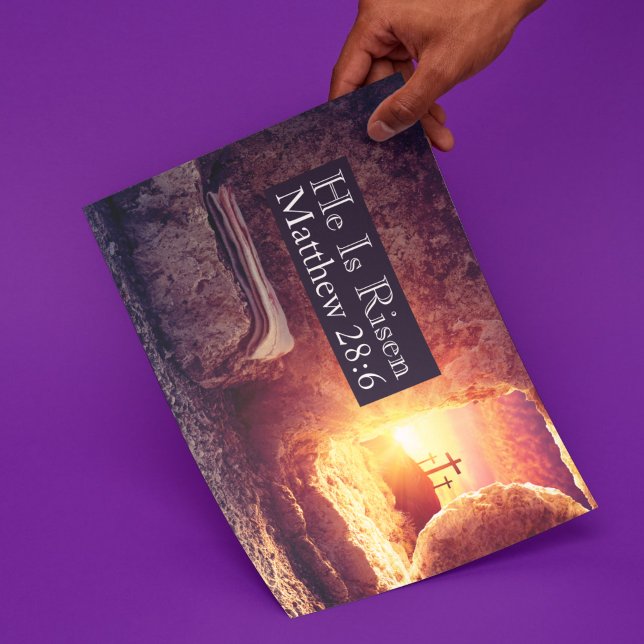 Carte Il Est Ressuscité Trois Croix Tombeau Vide Pâques (He Is Risen Three Crosses Empty Tomb Big Folded Easter Card
)