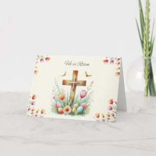 Carte Il est Rised Cross Easter Card