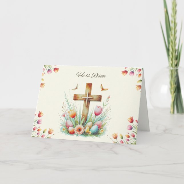 Carte Il est Rised Cross Easter Card (Devant)