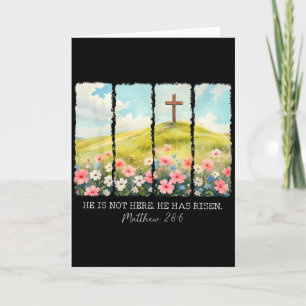 Carte Il n'est pas ici il est ressuscité Croix chrétienn