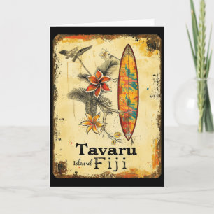 Carte Île de Tavaru Fidji Surfboard Surfeur Plage Surf