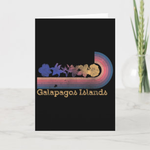 Carte Îles Galapagos Rétro Fleurs Tropicales Style 80's