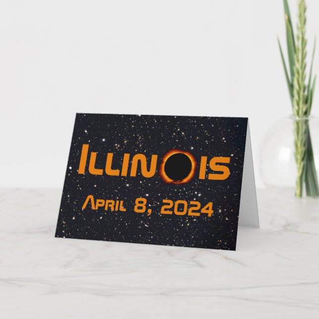 Carte Illinois 2024 Total Solaire Eclipse (Devant)