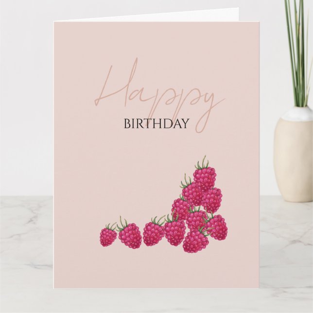 Carte Illustration aquarelle de framboises  (Devant)