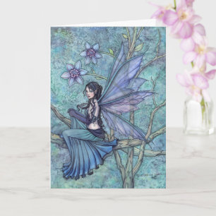 Carte Illustration artistique de fée à l'aquarelle du ja
