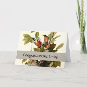 Carte Illustration Audubon American Robin Wildlife Bird