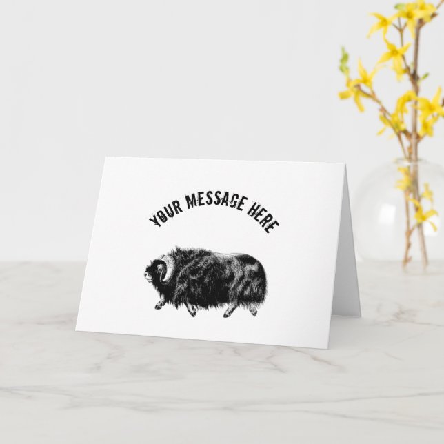 Carte Illustration Black Muskox personnalisée (Fleur jaune)